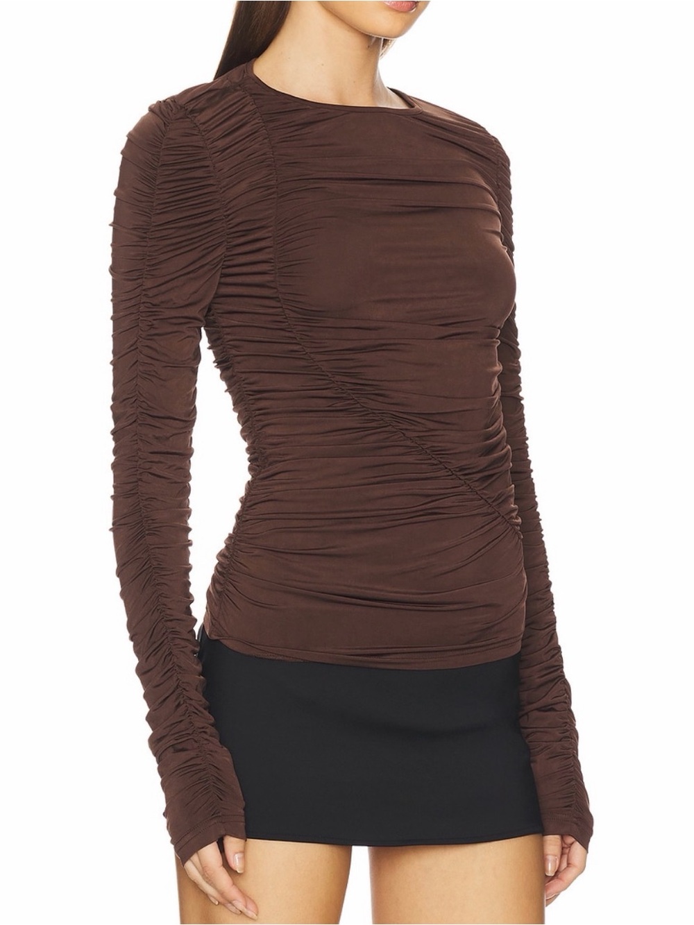 NWT - I.AM.GIA Women’s Long Sleeve Ruched Top in Brown XL